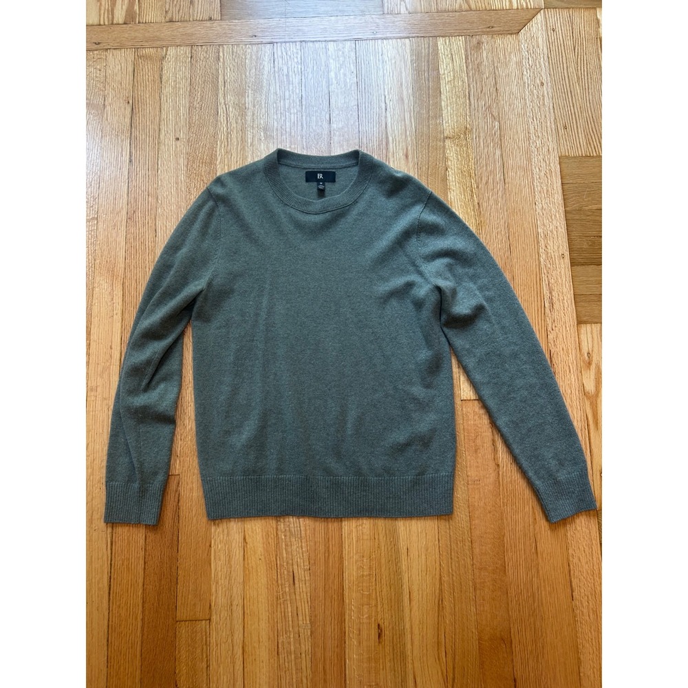 Banana Republic Mens 100% Cashmere Crewneck Sweater Olive Green Medium 1186